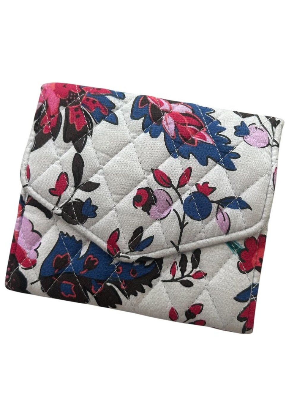 Vera Bradley Euro Wallet in Cotton Vineyard Floral Multicolored Tab Closure